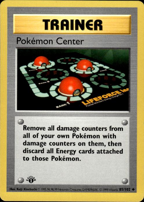 Pokemon Pokemon Center 85/102 Base Set Uncommon 1st Edition Moderately Played
