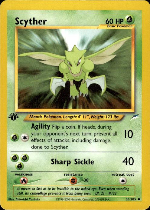 Pokemon Scyther 55/105 Neo Destiny 1st Edition Uncommon Near Mint