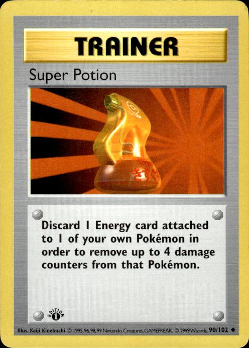 Pokemon Super Potion 90/102 Base Set Uncommon 1st Edition Moderately Played