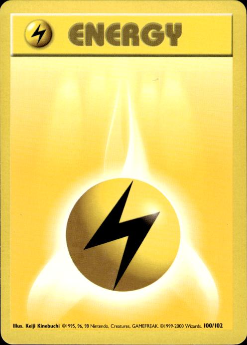 Pokemon Lightning Energy 100/102 Base Set 4th Print 1999-2000 Near Mint