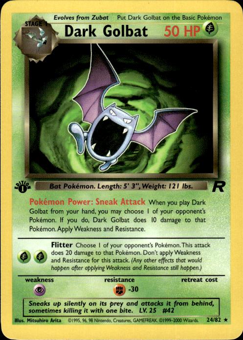 Pokemon Dark Golbat 24/82 Team Rocket Rare 1st Edition Near Mint