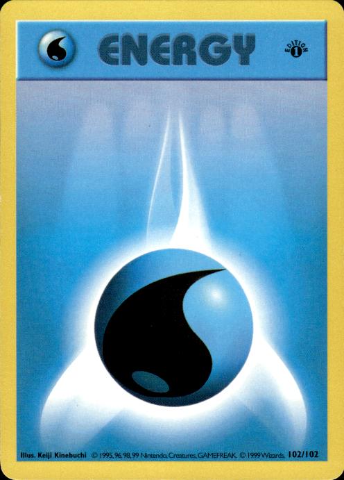 Pokemon Water Energy 102/102 Base Set 1st Edition Moderately Played