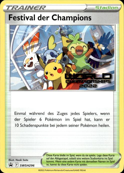 Pokemon GERMAN Champions Festival SWSH296 Worlds 2022 Promo Near Mint