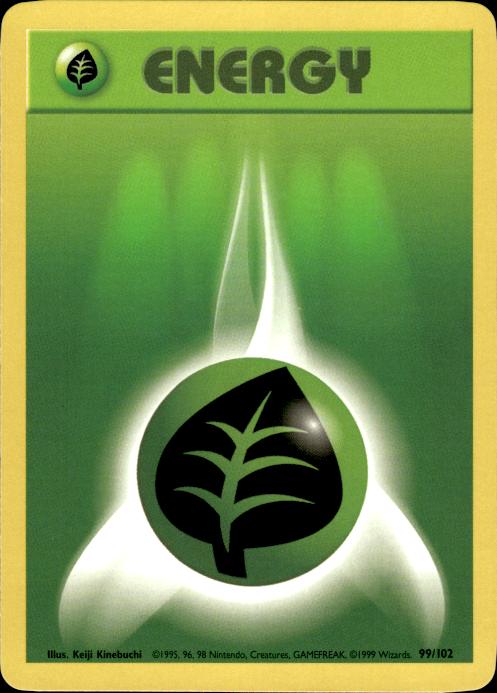 Pokemon Grass Energy 99/102 Base Set Near Mint
