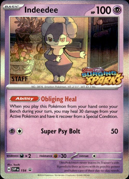 Pokemon Indeedee 154 Scarlet & Violet STAFF Promo Near Mint
