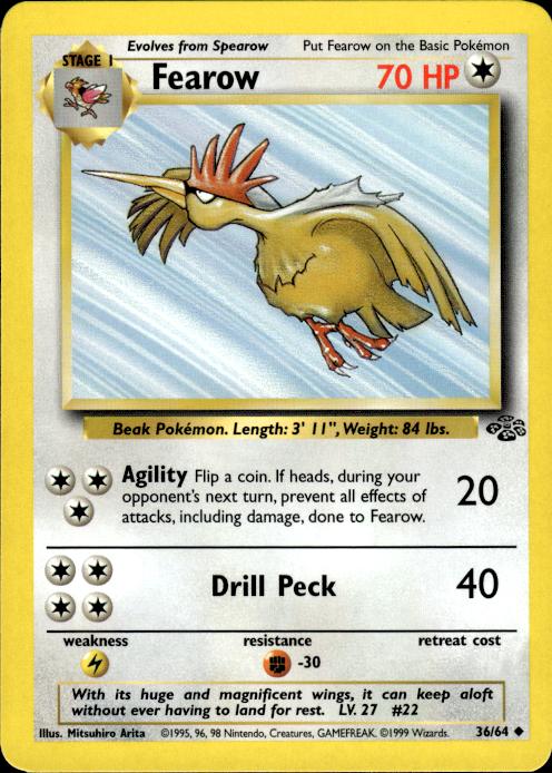 Pokemon Fearow 36/64 Jungle Uncommon Near Mint