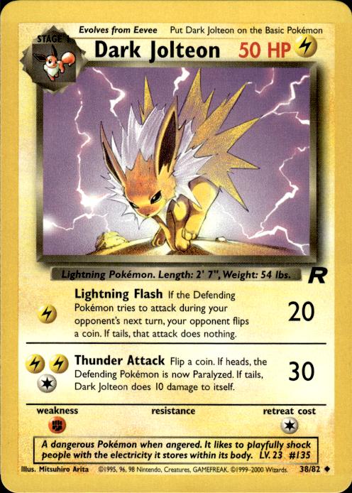 Pokemon Dark Jolteon 38/82 Team Rocket Uncommon Near Mint