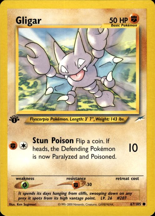 Pokemon Gligar 67/105 Neo Destiny 1st Edition Common Near Mint