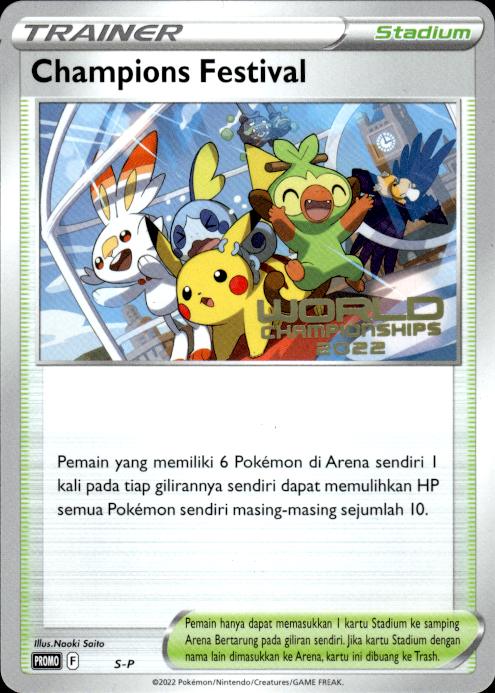 Pokemon INDONESIAN Champions Festival SWSH296 Worlds 2022 Promo Near Mint
