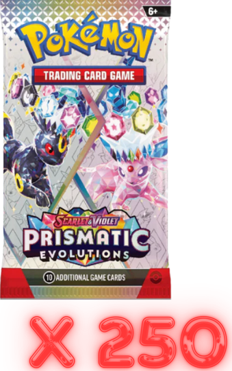 Pokemon - BULK Scarlet & Violet Prismatic Evolutions - 250x Booster Pack - 0% VAT GVMS