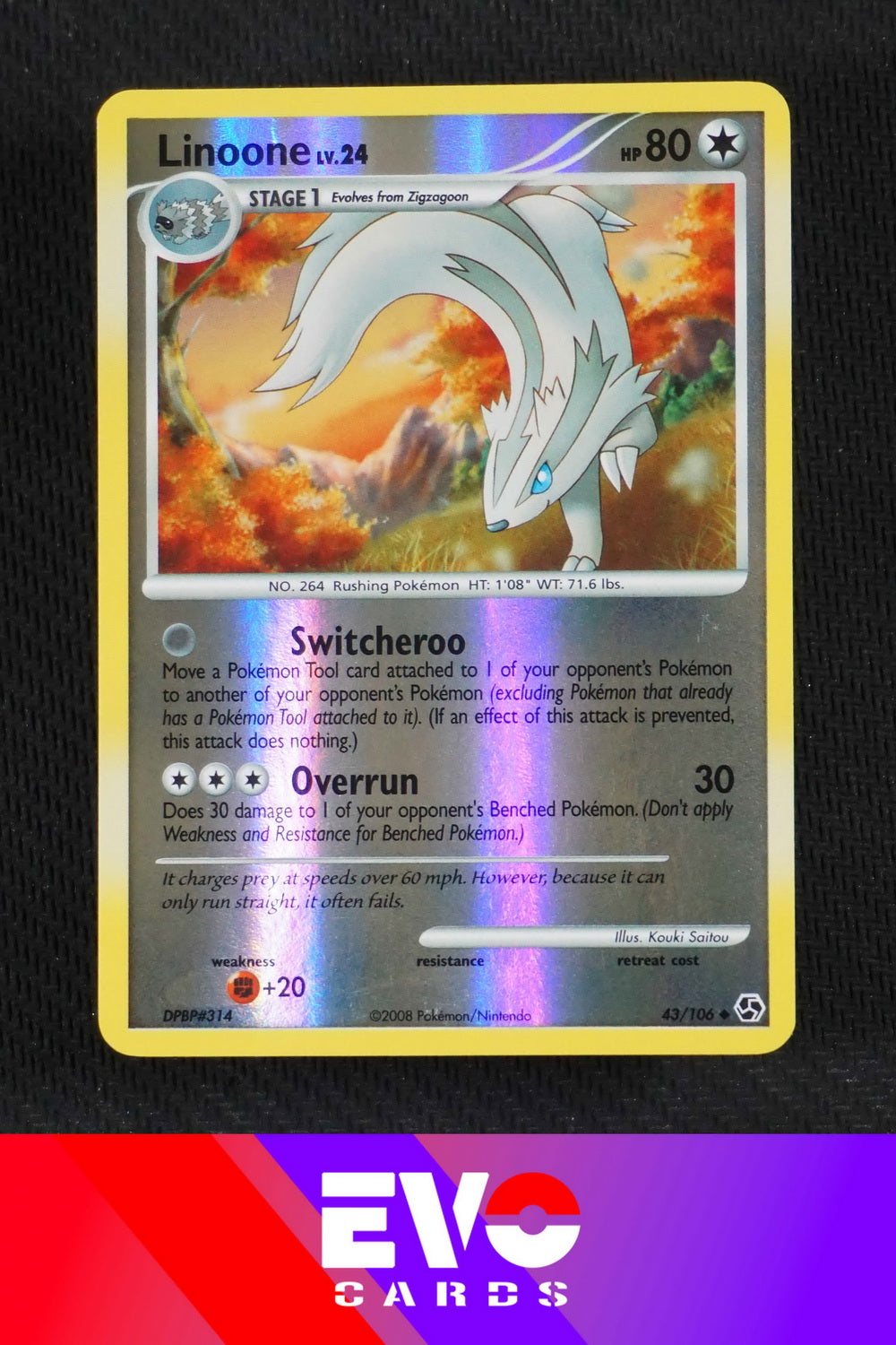 Linoone 43/106 - Great Encounters - Reverse Holo - Excellent